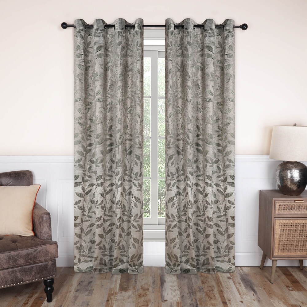 Superior Modern Bohemian Leaves Room Darkening Blackout Curtains  Rod Pocket or Grommets  Set of 2