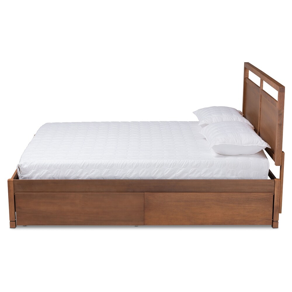 Saffron Modern   Contemporary 4 Drawer Storage Wood Platform Bed