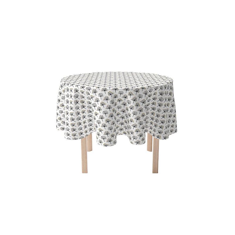 Round Tablecloth， 100% Cotton， 60 Round， Dandelion Flower Graphic