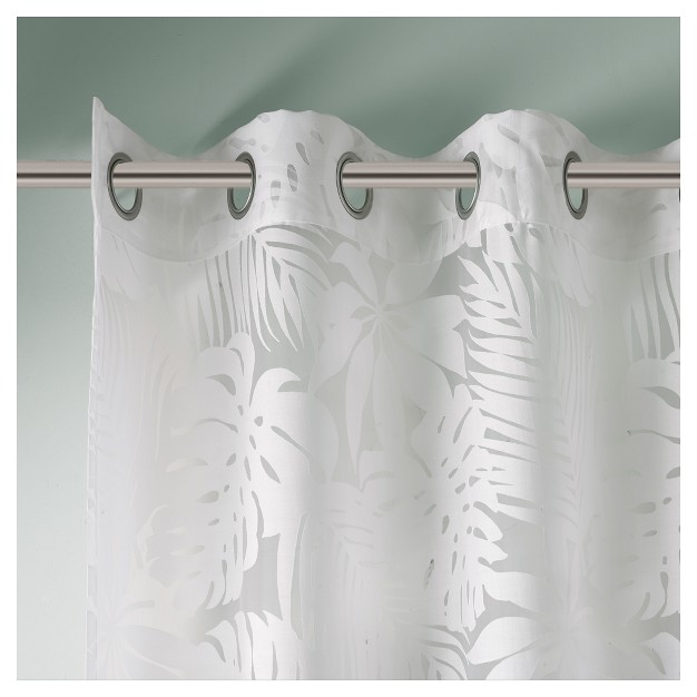 Maui Palm Leaf Burnout Window Sheer White