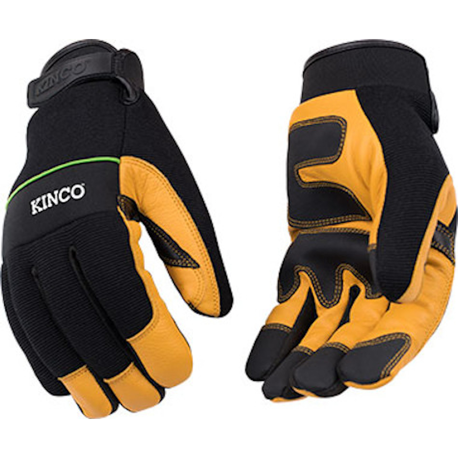 Kinco Premium Men\u0027s Indoor/Outdoor Hybrid Driver Gloves Black/Orange XL 1 pair