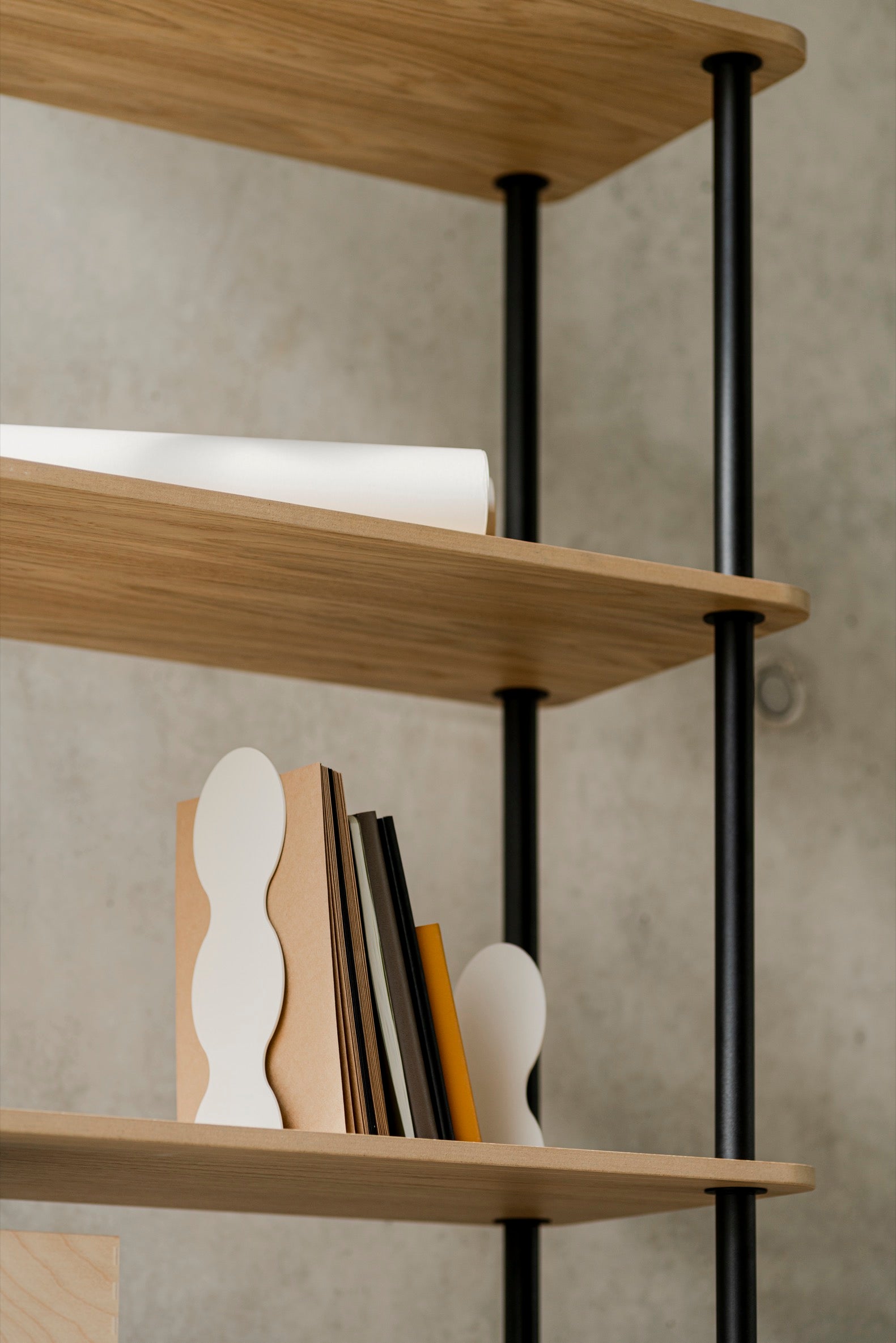 Wooden Open Bookcase with Rounded Edges