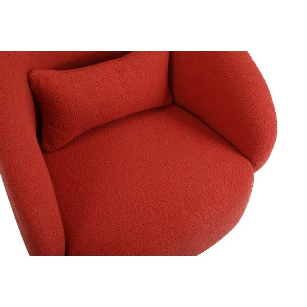 Modern Accent Chair Swivel Armchair， Round Fabric Barrel Chairs Single Sofa Lounge Chair with Small Pillow for Living Room