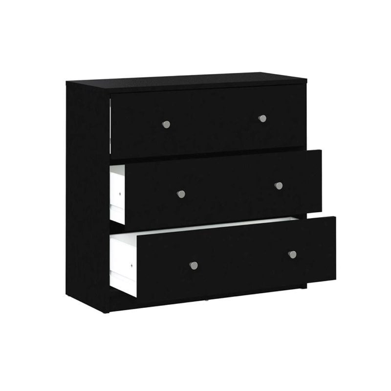 Atlin Designs Contemporary 3 Drawer Wooden Chest Dresser in Black