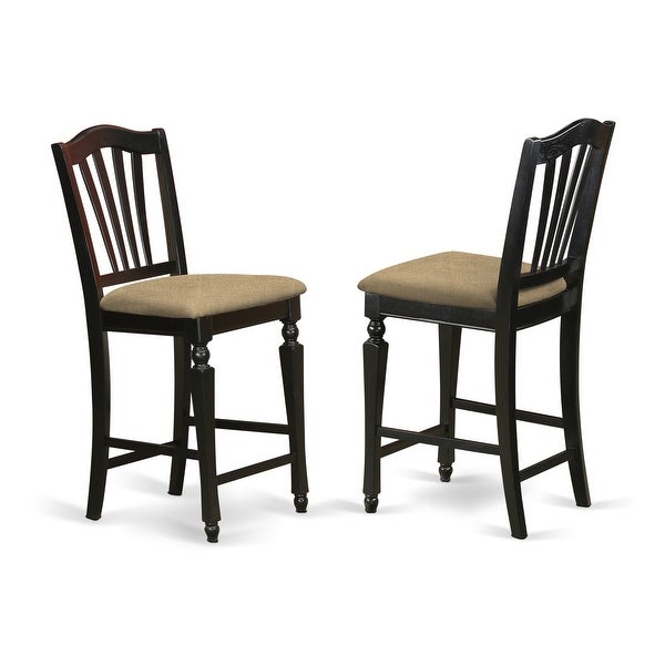 East West Furniture Chelsea Black/ Cherry 24-inch Stool - Set of 2 (Seat's Type Options)