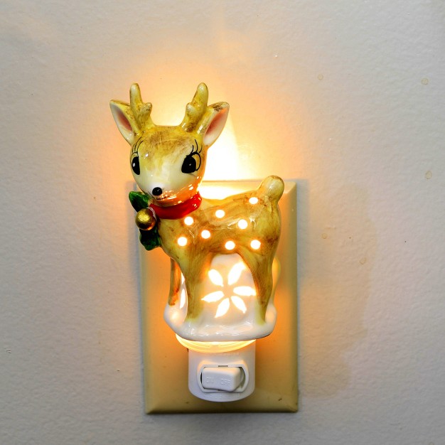 Christmas Deer Night Light One Night Light 6 0 Inches Electric Plug in Mx181440 Ceramic Beige