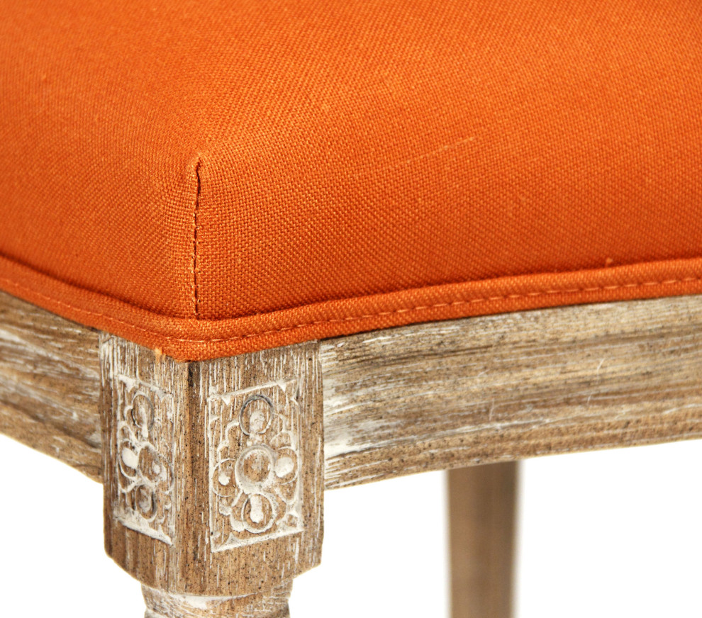 Medallion Tufted Linen Side Chair   French Country   Dining Chairs   by HedgeApple  Houzz