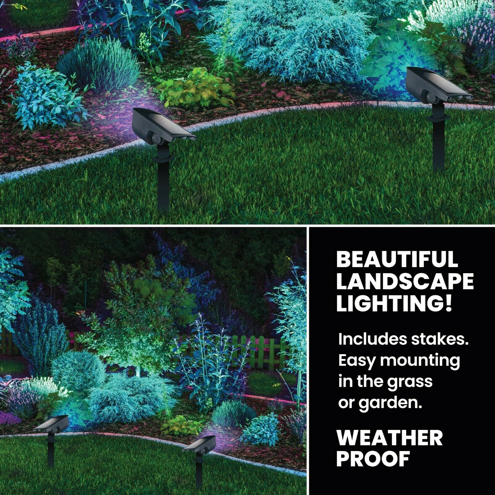 Bell+Howell Bionic Color Burst Outdoor Light， Solar Powered， Color Changing， 4 Light Modes