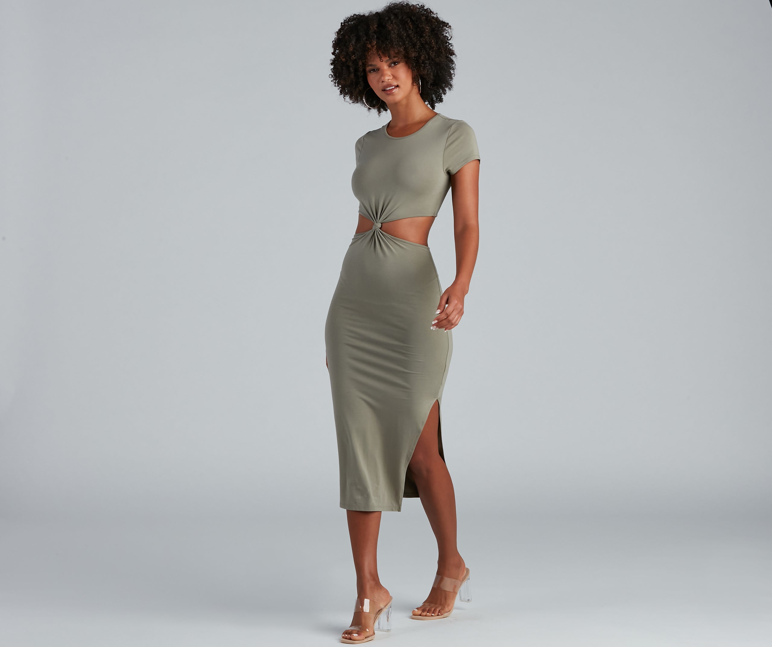 Thinking About Knit Cutout Midi Dress