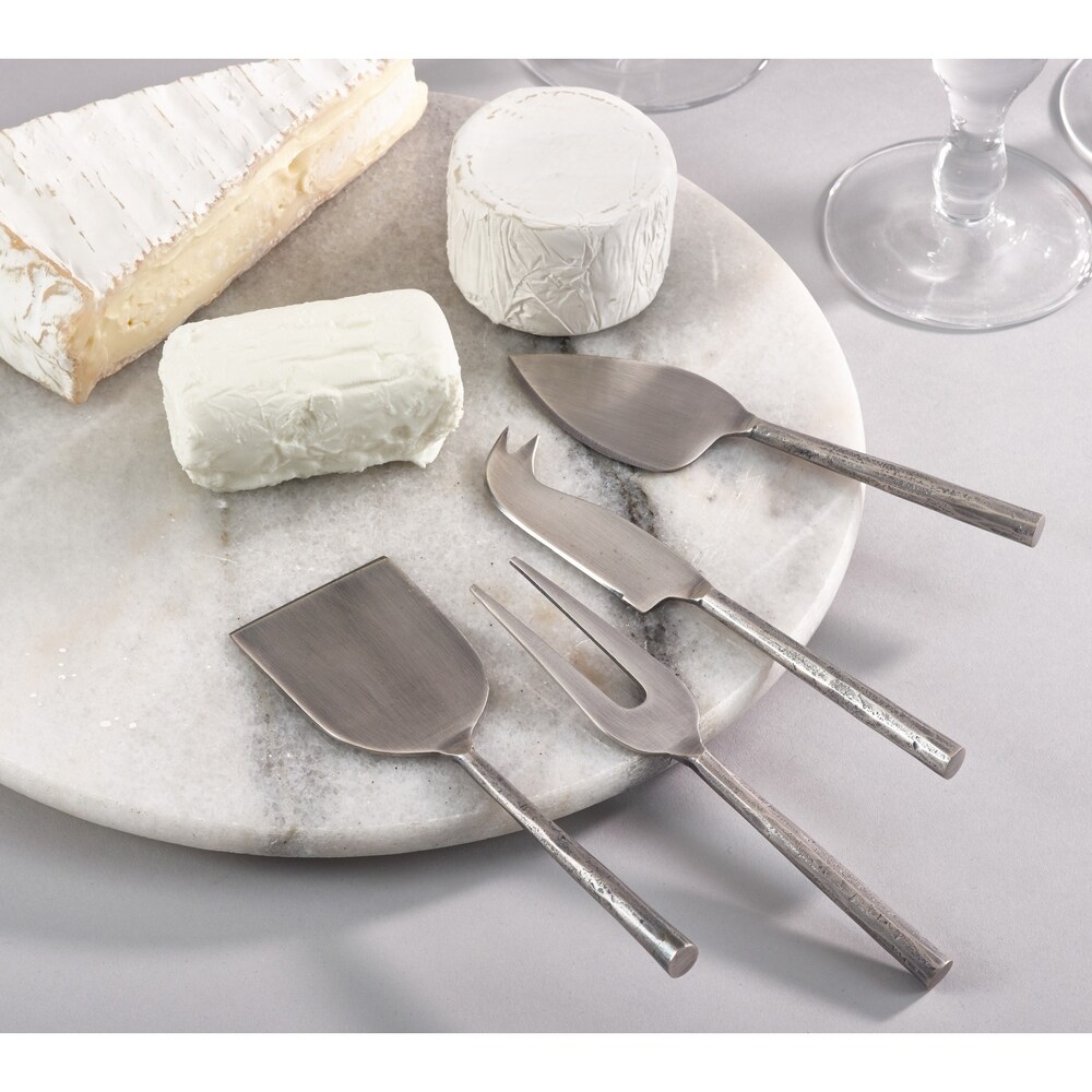 Textured Design Modern Style Stainless Steel Cheese Cutlery   Set of 4   Silver