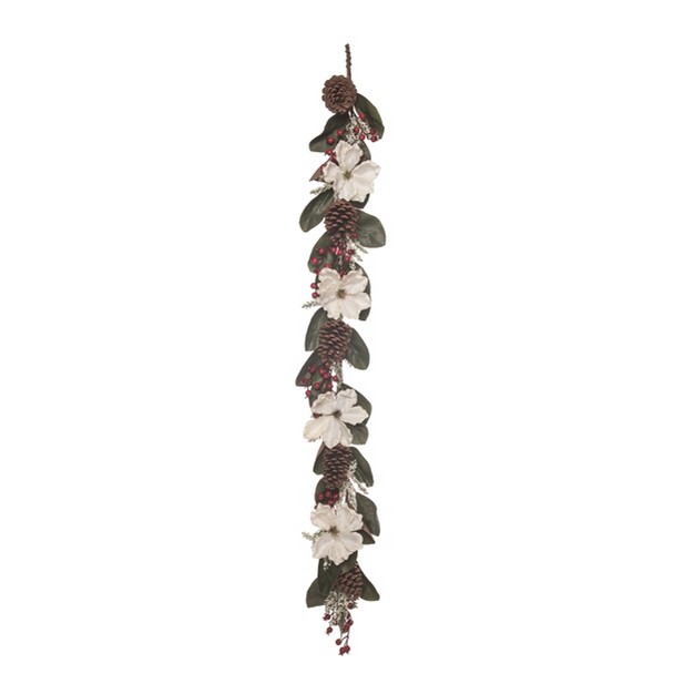 Transpac Foam 60 In Multicolor Christmas Traditional Garland With Florals