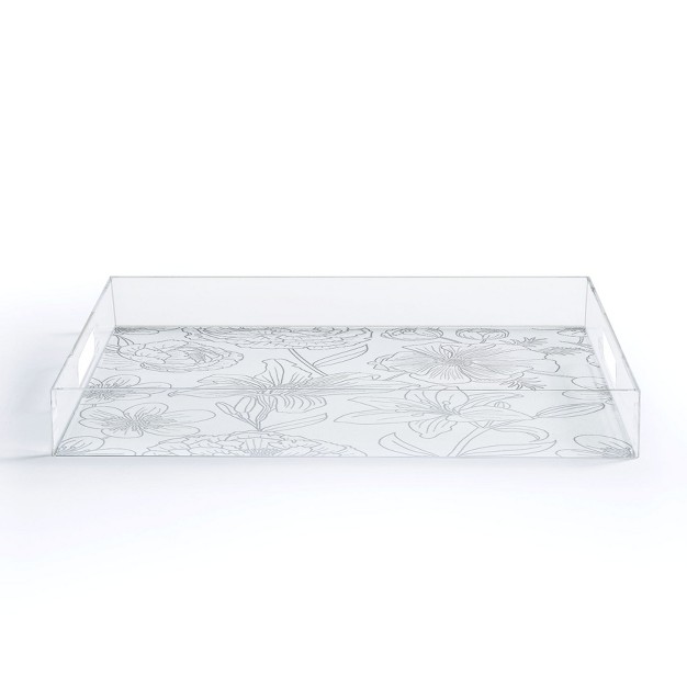 Emanuela Carratoni Line Art Floral Theme Acrylic Tray Deny Designs