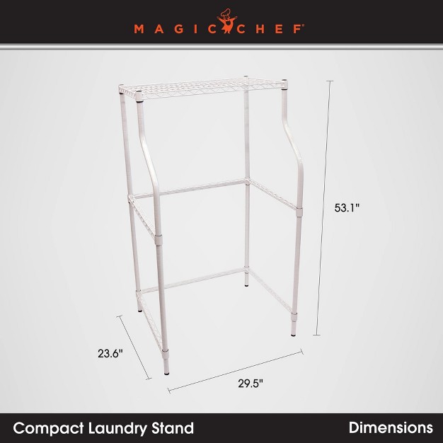 Magic Chef Compact Adjustable Powder Coat Metal Washer Dryer Machine Stacking Laundry Drying Rack Stand White