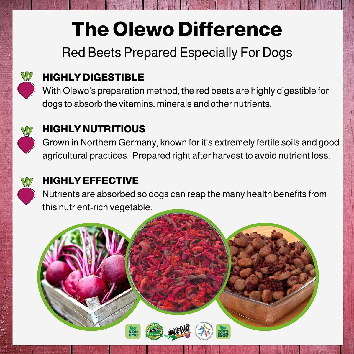 Olewo Itch and Allergy Relief Dehydrated Red Beets Healthy Weight Dog Food Topper