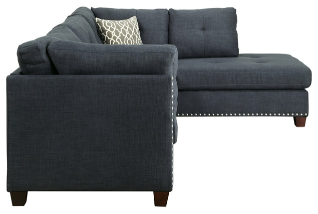 Laurissa Sectional Sofa With 2 Pillows and Ottoman   Transitional   Sectional Sofas   by Homesquare  Houzz