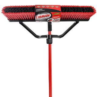 Libman 24 in. Heavy-Duty Multi-Surface Squeegee Push Broom with Brace and Steel Handle 1230