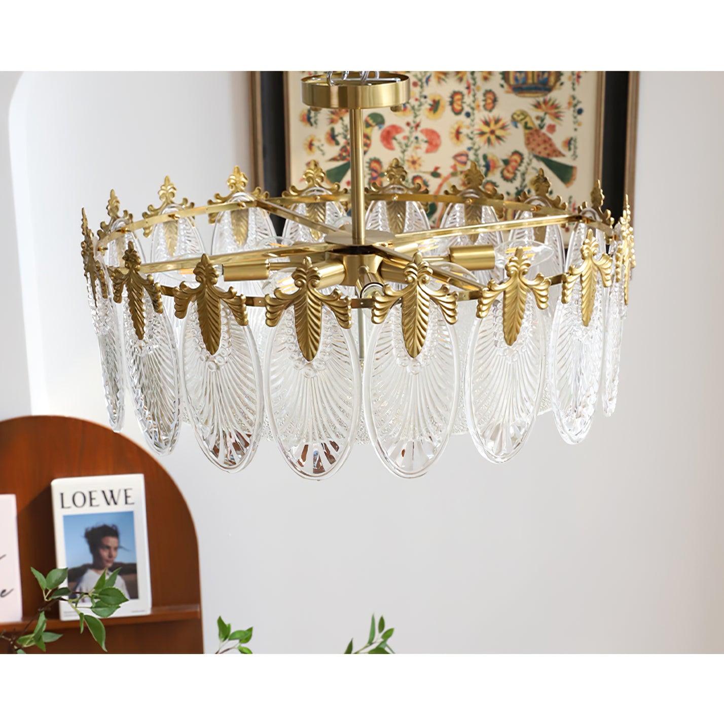 Decorative Pattern Glass Round Chandelier