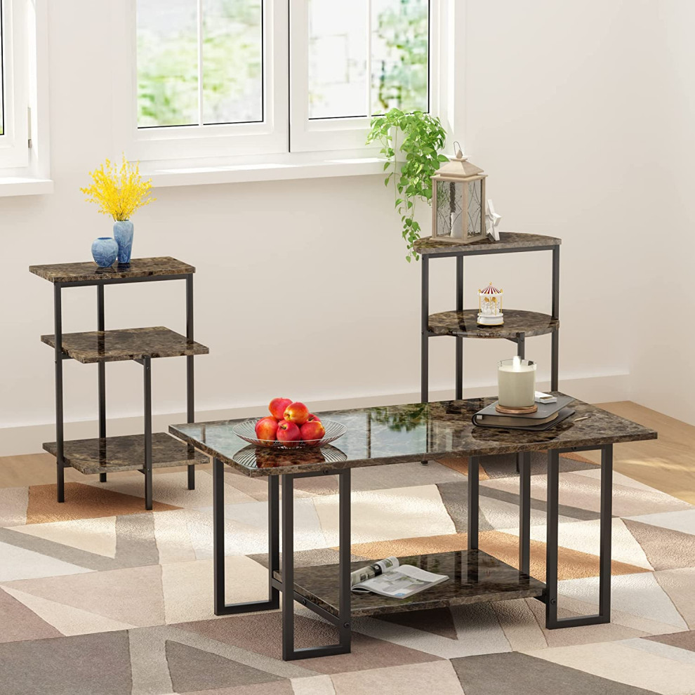 Modern 3 Piece Coffee Table Sets for Living Room   Transitional   Plant Stands And Telephone Tables   by Imtinanz  LLC  Houzz