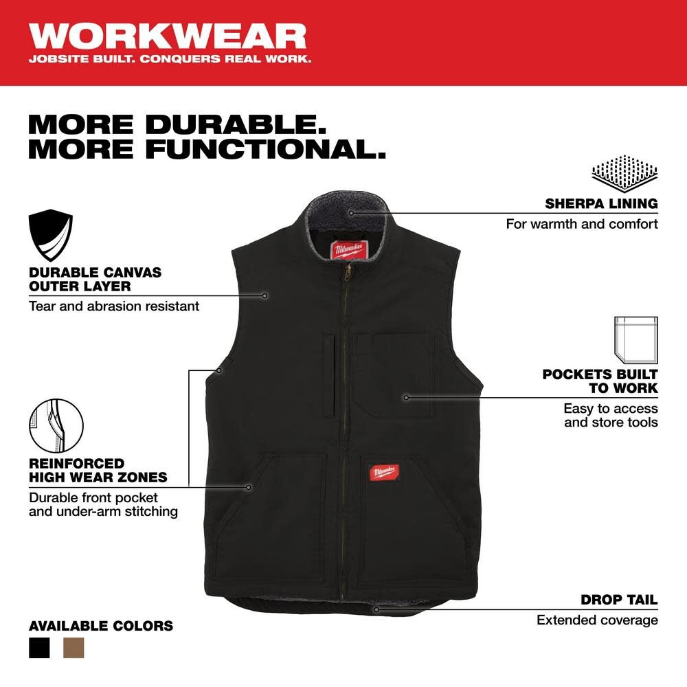 Milwaukee Heavy Duty Sherpa Lined Vest Black Large 801B-L from Milwaukee