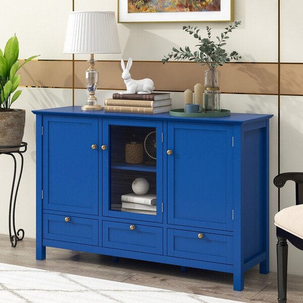 46.9'' Accent Cabinet Modern Console Table Sideboard For Living Room Dining Room With 2 Doors， 3 Drawers