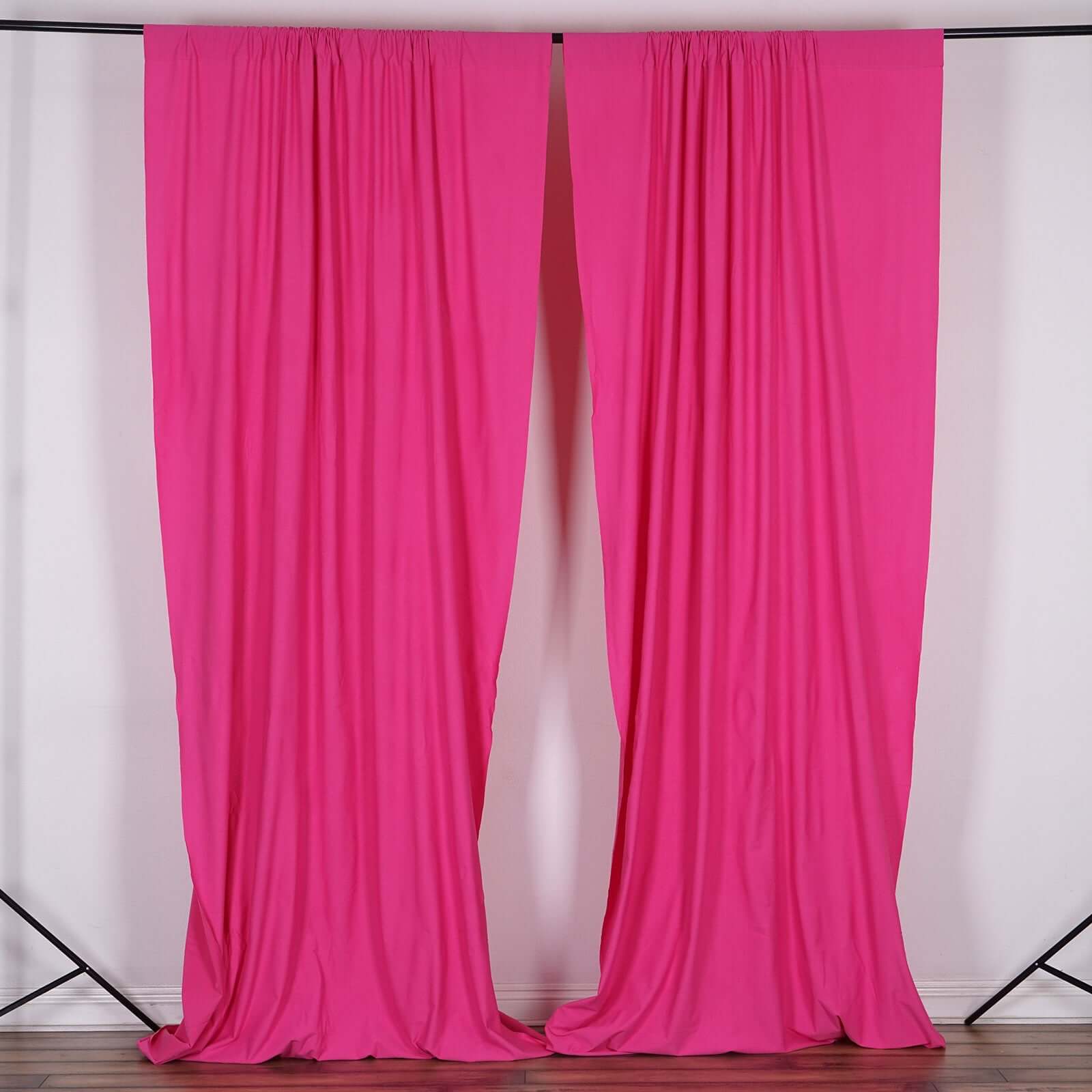 2 Pack Fuchsia Scuba Polyester Backdrop Drape Curtains, Inherently Flame Resistant Event Divider Panels Wrinkle Free With Rod Pockets - 10ftx10ft