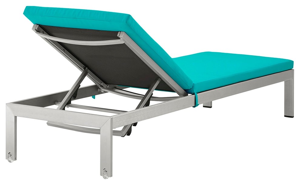 Modern Contemporary Urban Outdoor Patio Chaise Lounge Chair  Blue  Aluminum   Contemporary   Outdoor Chaise Lounges   by House Bound  Houzz