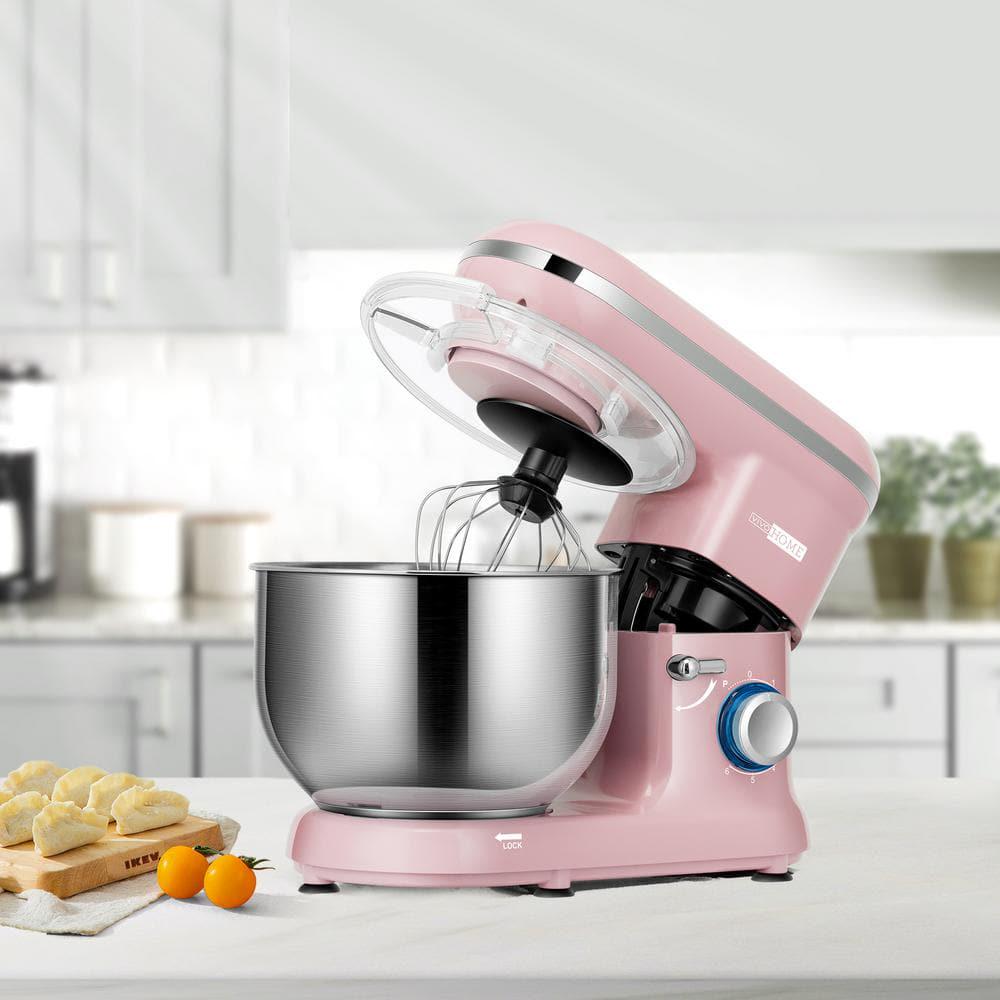 VIVOHOME 650Watt 6 Qt 6Speed Pink TiltHead Kitchen Stand Mixer with Beater Dough Hook and Wire Whip