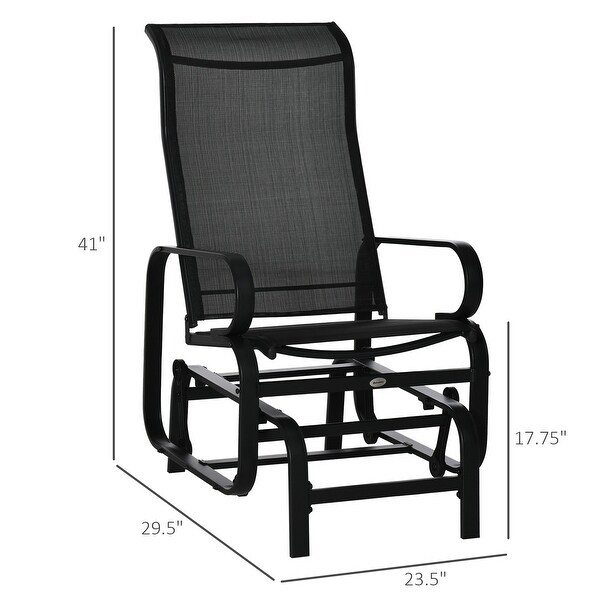 Outsunny Single Glider Patio Swing Rocking Chair with Breathable Mesh，Smooth Arms for Backyard，Garden，Lawn