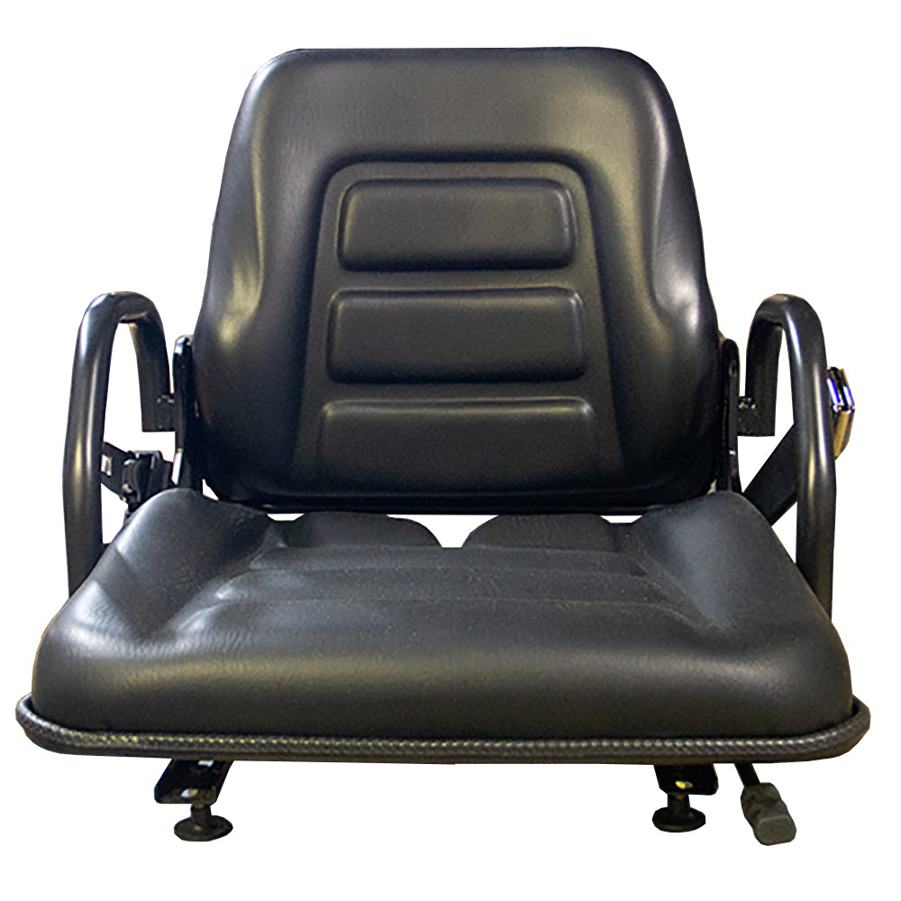 Black Vinyl Seat with Fold-Down Back Cushion 355202BK Fits ZTRs Forklifts and More