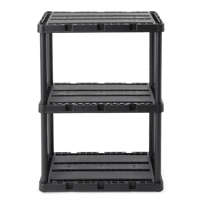 Gracious Living 3 Shelf Knect-A-Shelf Solid Light Duty Storage Unit， Black