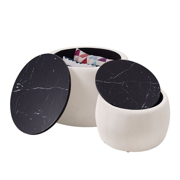 Set Of 2 End Table with Storage with Reversible Lid Tray