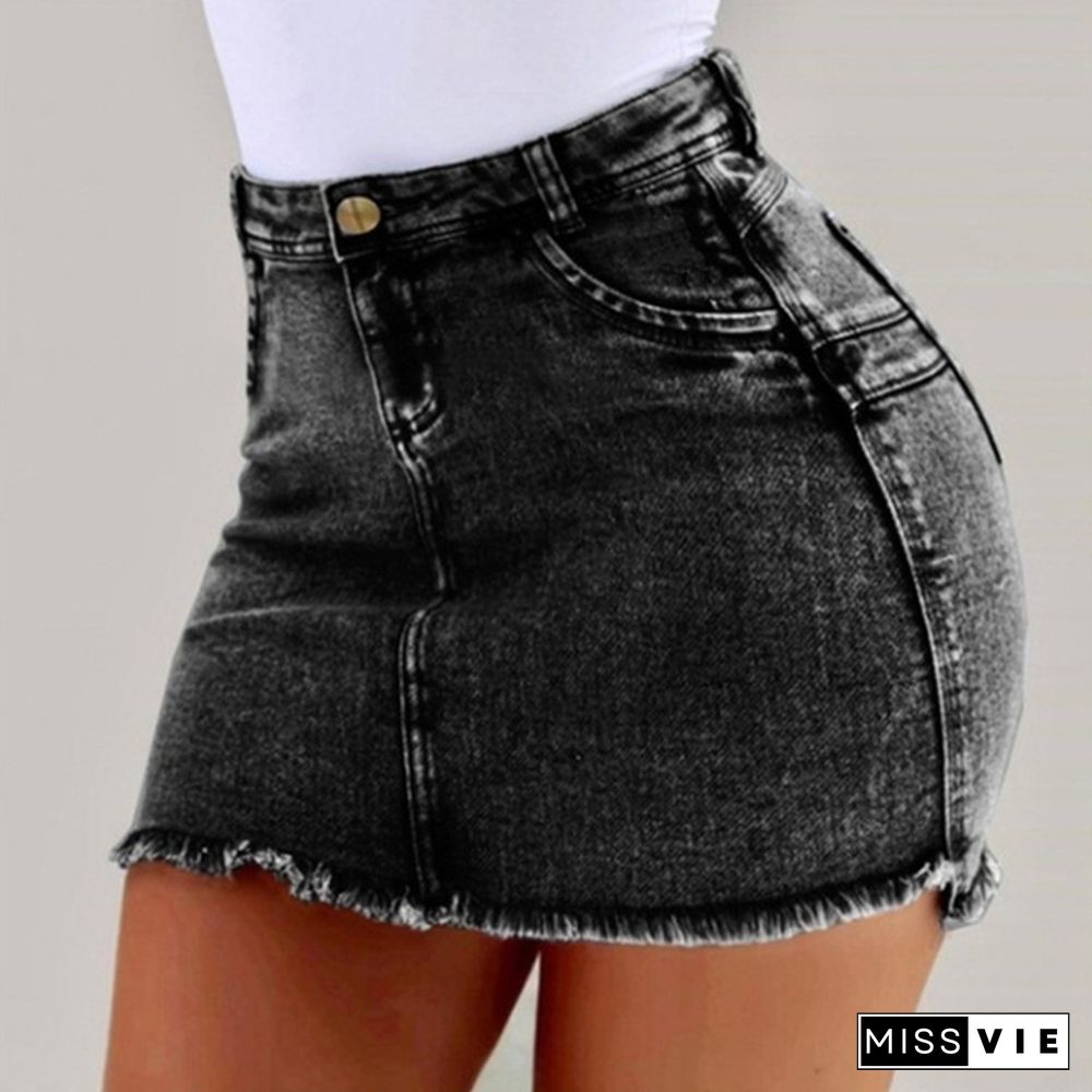 Women Denim Skirts Short Skirt Jeans Slim Fit Casual Skirt