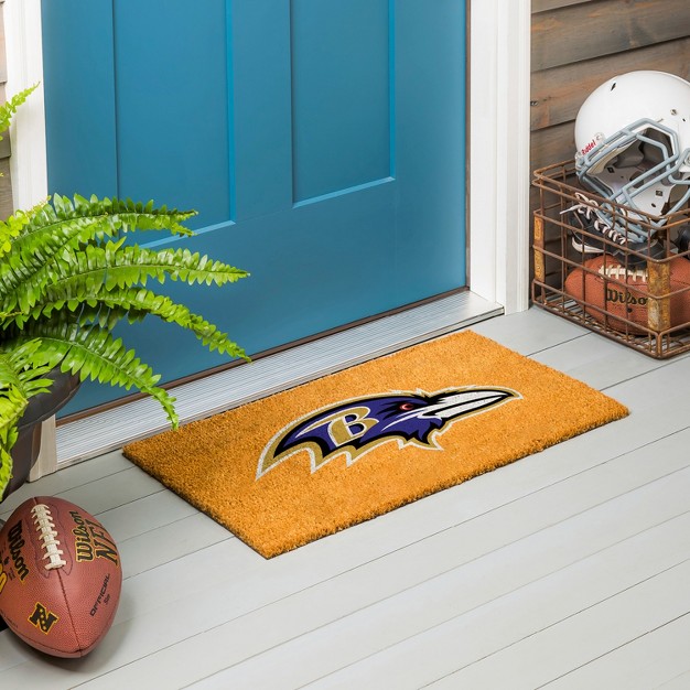 Evergreennflbaltimore Ravens Logo Natural Coir 28 X 16 Inches Indoor Outdoor Doormat