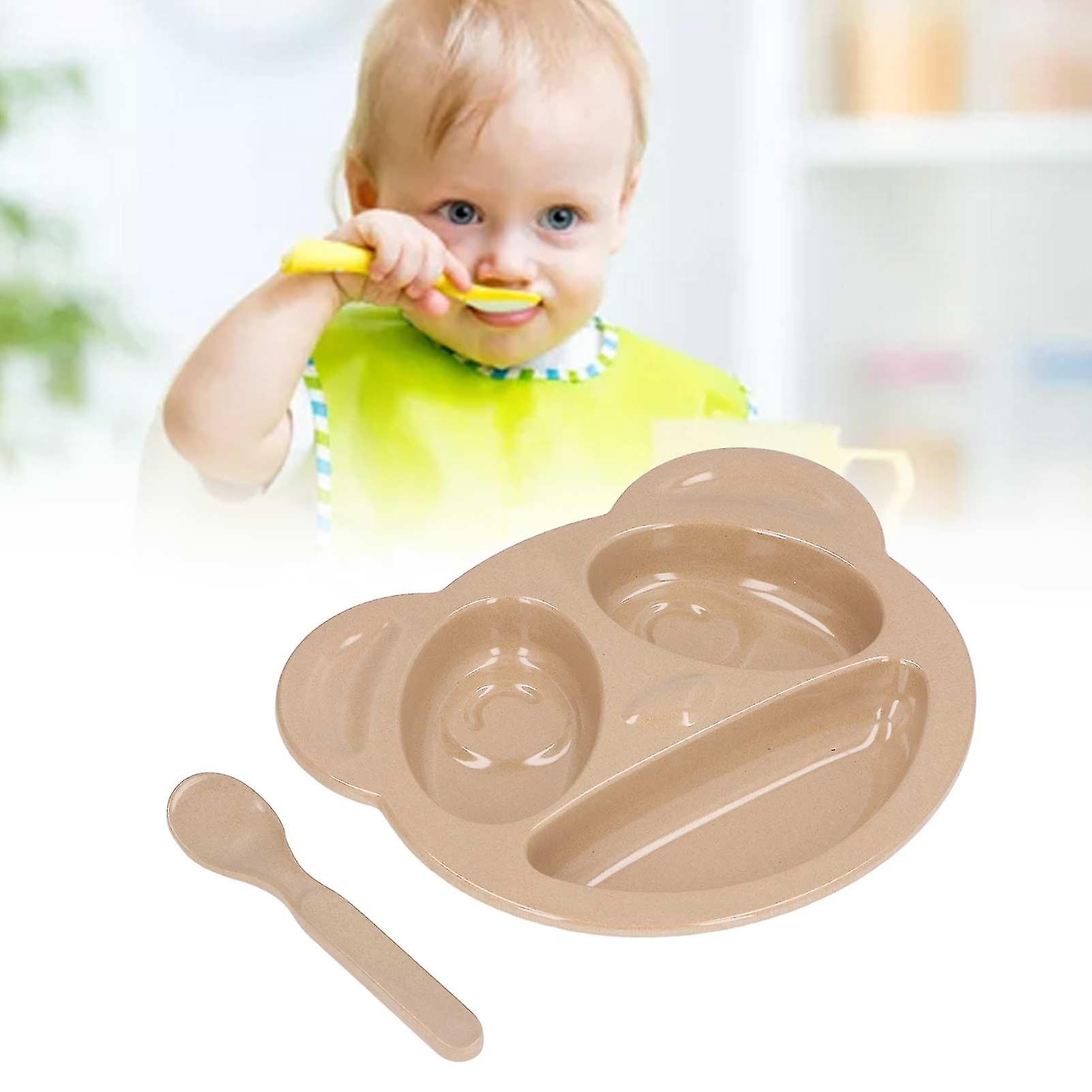 Toddler Plate Set Panda Shape Natural Durable Safe Material BPA Free Lightweight Develop Good Habits Toddler Dinnerware Set