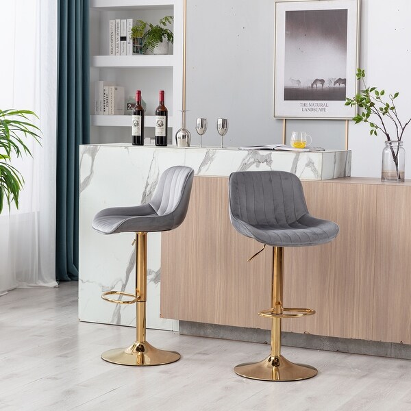 Swivel Height Adjustable Simple Style Bar Stools，Set of 2