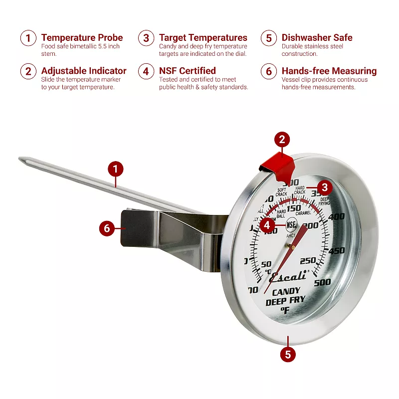 Escali Candy Deep Fry Dial 5.5-in. Probe Thermometer