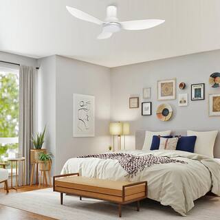 CARRO Daisy 36 in. Dimmable LED IndoorOutdoor White Smart Ceiling Fan with Light and Remote Works with AlexaGoogle Home HS363V2-L12-W1-1-FM