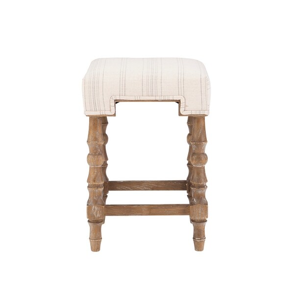 Sherry Natural Rustic Farmhouse Backless Striped Counter Stool