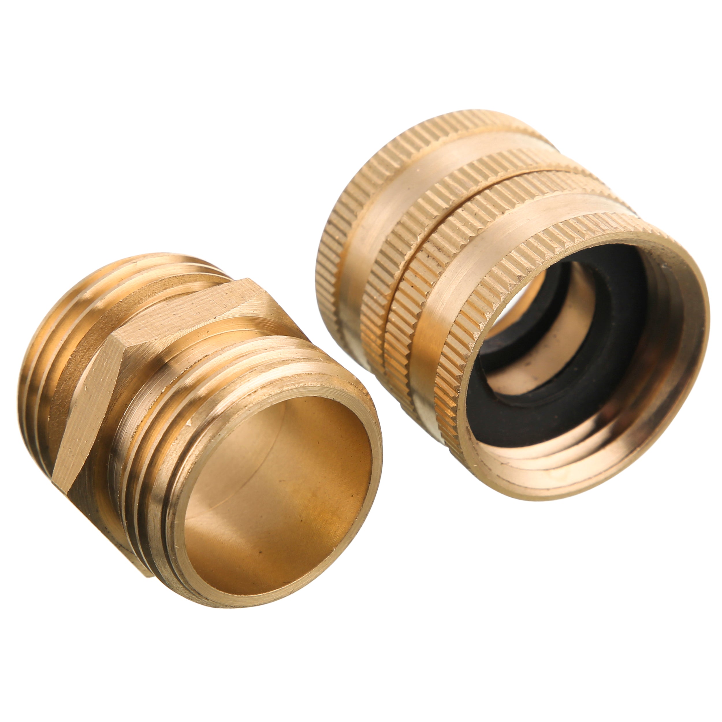 M MINGLE Garden Hose Adapter， 3/4 inch Brass Connector， 4-Pack with Extra 4 Washers