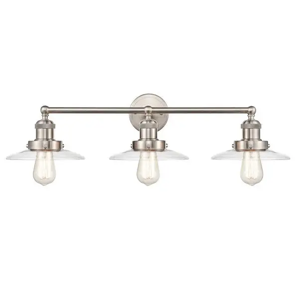 English Pub 28'' Wide 3-Light Vanity Light - Satin Nickel