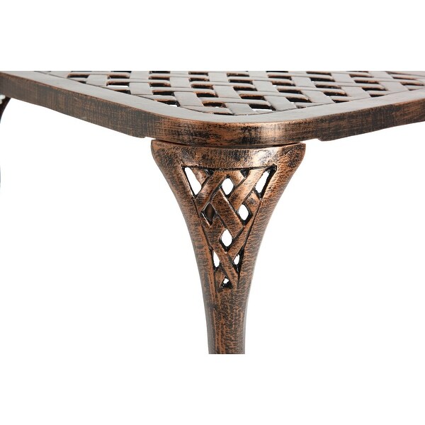 Garden Style Cast Aluminum Patio End Table， Sturdy Frame