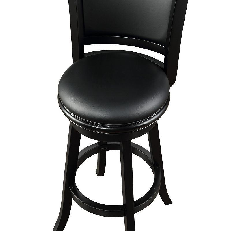 Pio 34 Inch Extra Tall Swivel Bar Stool， Solid Wood， Faux Leather， Black