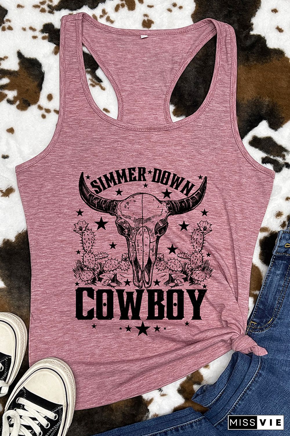 Simmer Down Cowboy Sleeveless Tank Top Wholesale