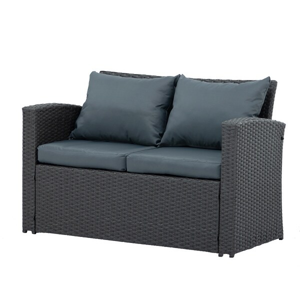 4Piece Dark Gray Wicker Patio Set