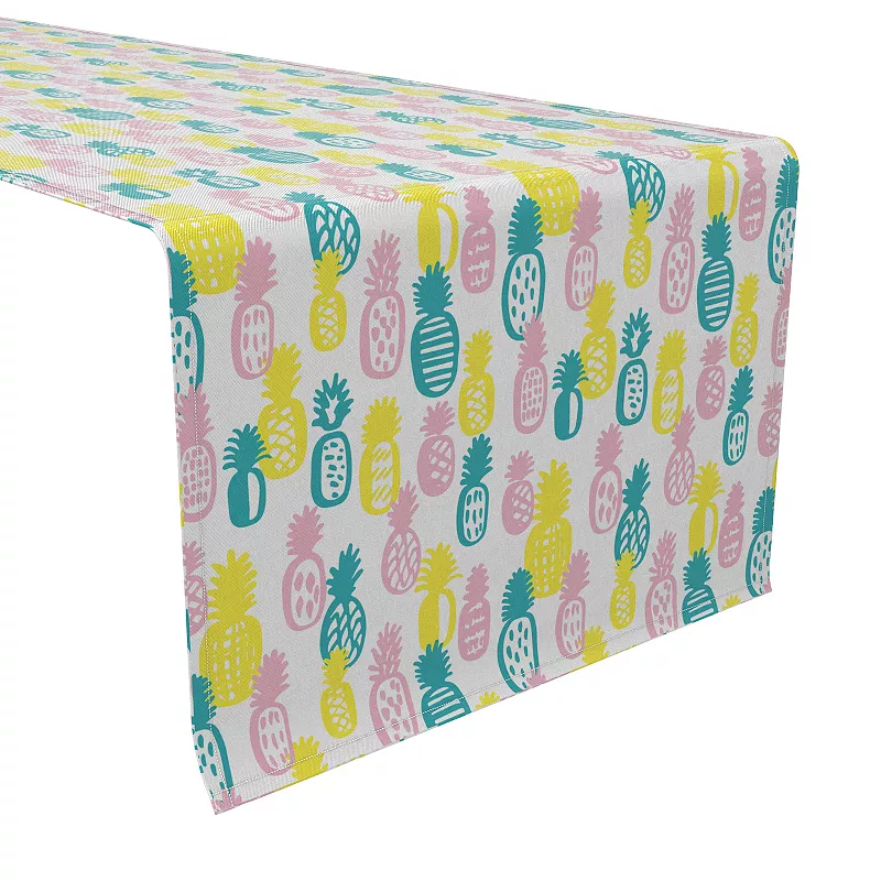 Table Runner， 100% Cotton， 16x90， Retro Summer Pineapple