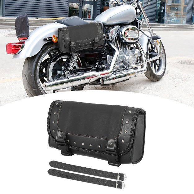 Unique Bargains Faux Leather Cycling Luggage Motorcycle Tool Saddlebag Black