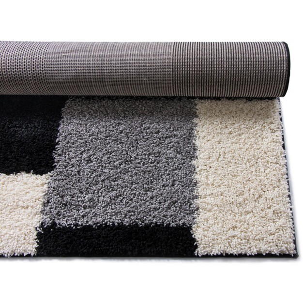 Shag Cubes Modern Geometric Blocks Squares Easy Care Thick Soft Living Room Area Rug