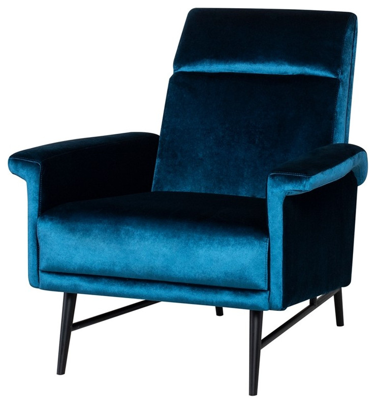 Calais Occasional Chair Midnight Blue Velour   Midcentury   Armchairs And Accent Chairs   by Rustic Home Furniture Deco  Houzz