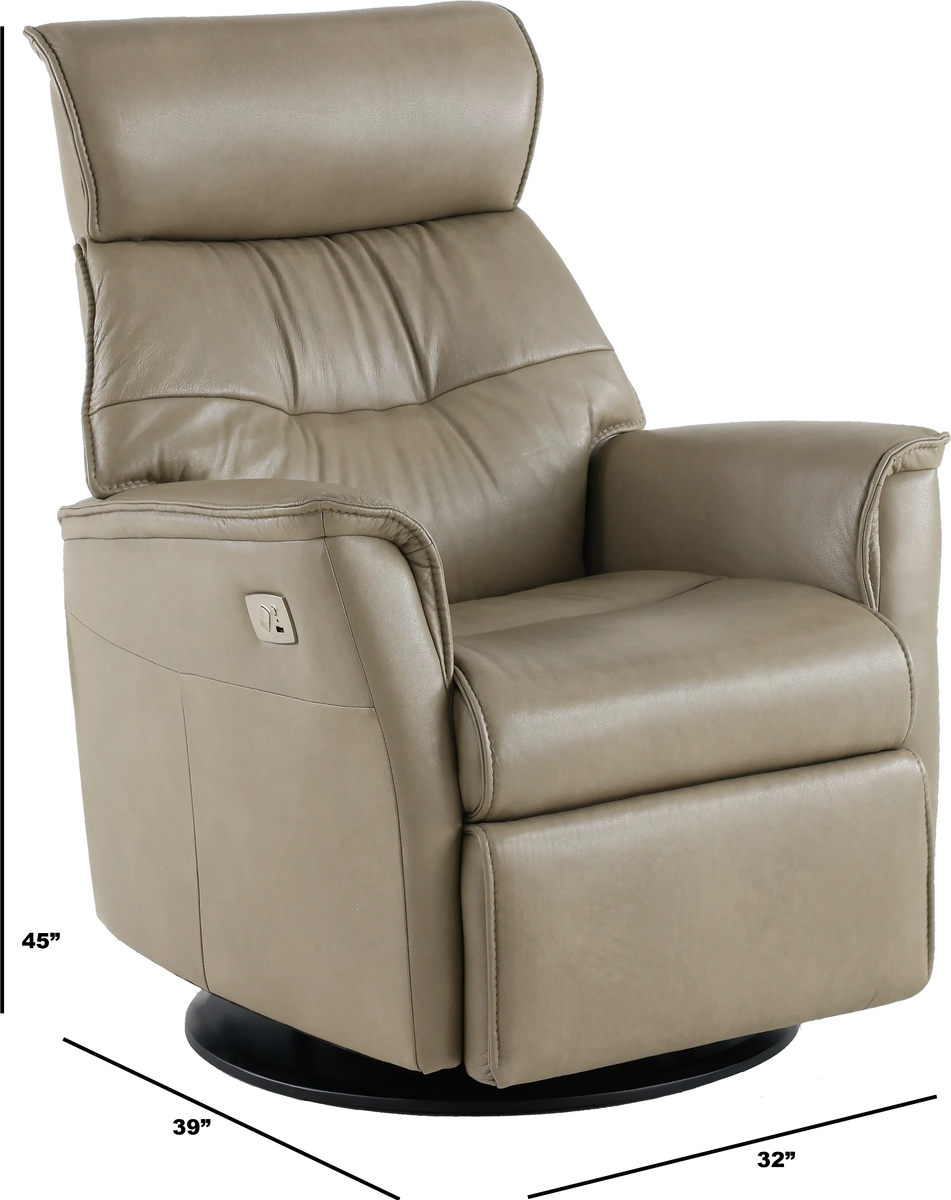 Captain Beige Standard Leather Swivel Glider Power Recliner