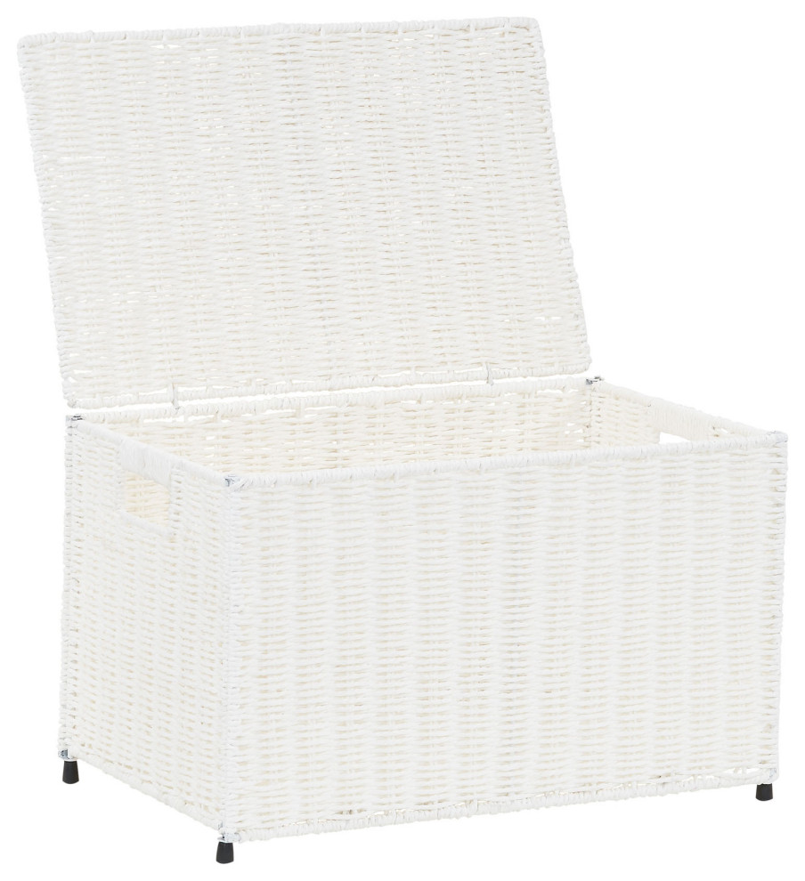 Small Woven Sturge Chest  Paper Rope  Arctic White   Beach Style   Accent Chests And Cabinets   by Household Essentials  Houzz